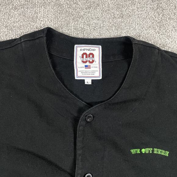 RIPNDIP Baseball Jersey Mens Large Lord Nermal Cat Alien Spell Out Patches - Picture 5 of 15